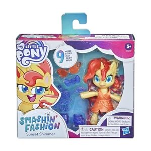 NEW My Little Pony Smashin’ Fashion Sunset Shimmer Set 3" Poseable Figure 9 Pcs